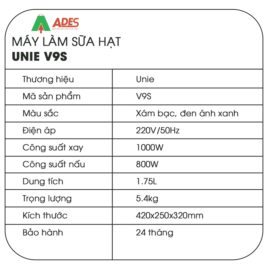 May lam sua hat Unie V9S