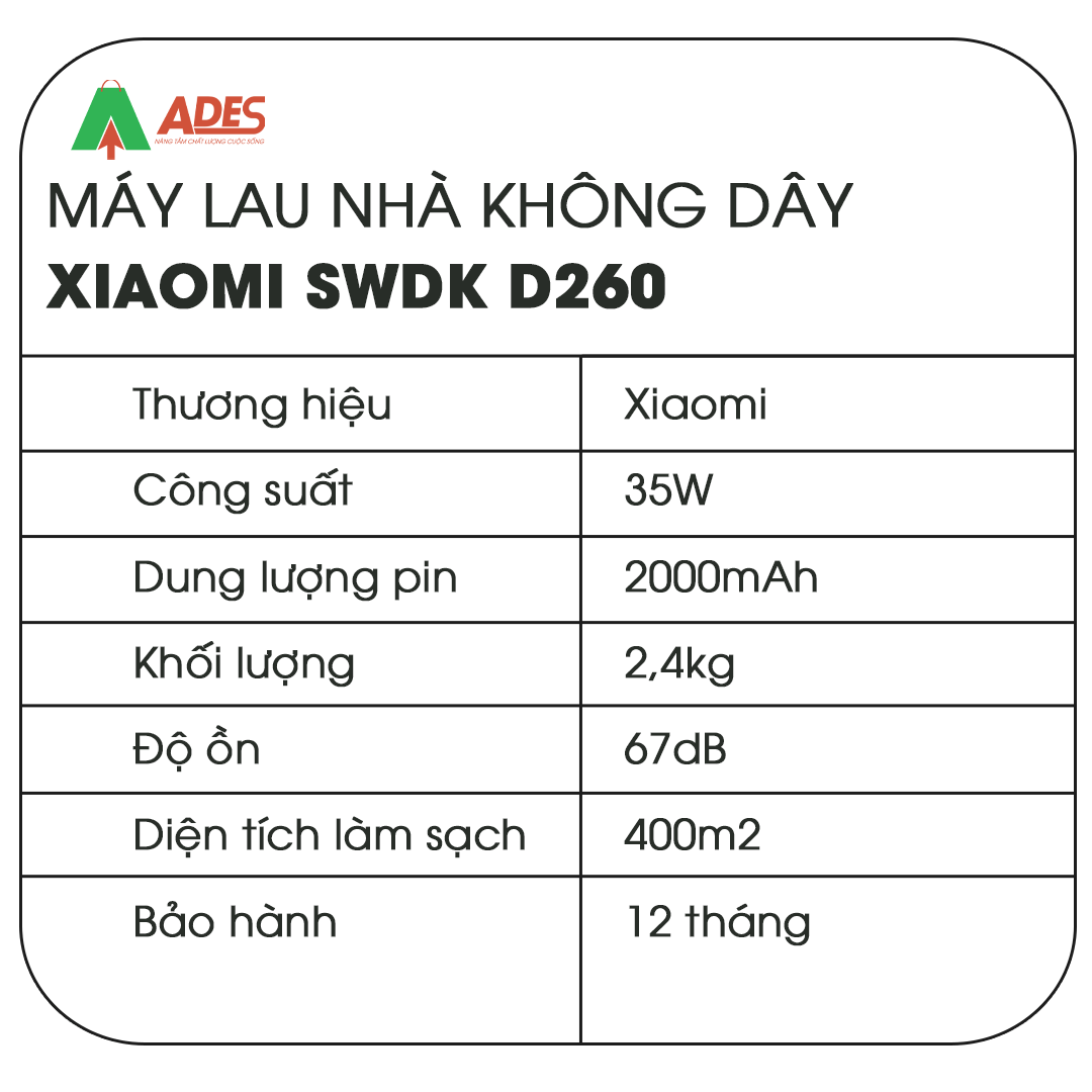 Máy lau nhà không dây Xiaomi SWDK D260 thông minh