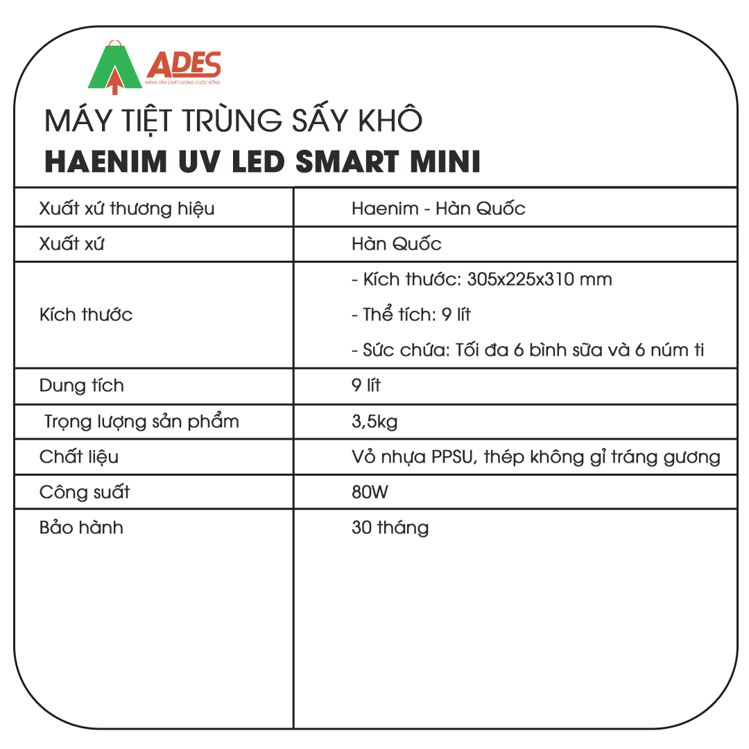 May tiet trung say kho Haenim UV LED Smart Mini