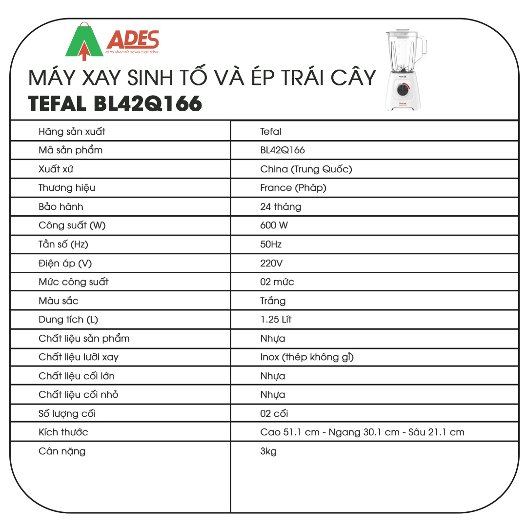 Tefal BL42Q166 thong so