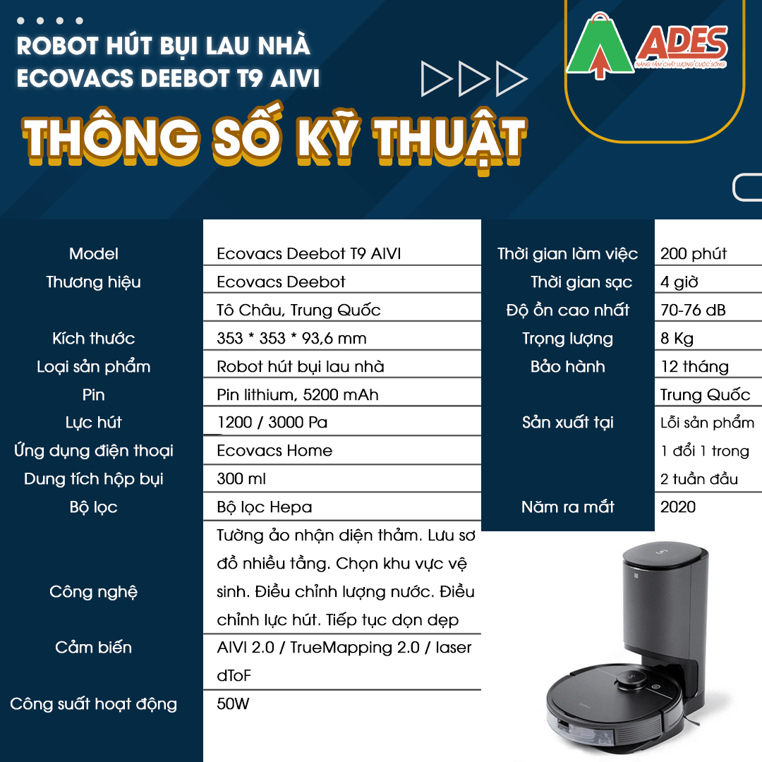 Ecovacs Deebot T9 AIVI thong so ky thuat