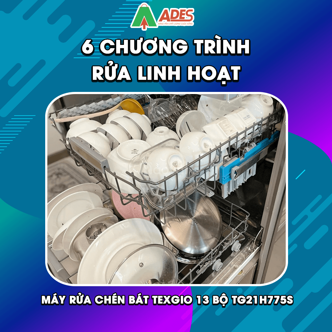 Texgio TG21H775S 6 chuong trinh rua linh hoat