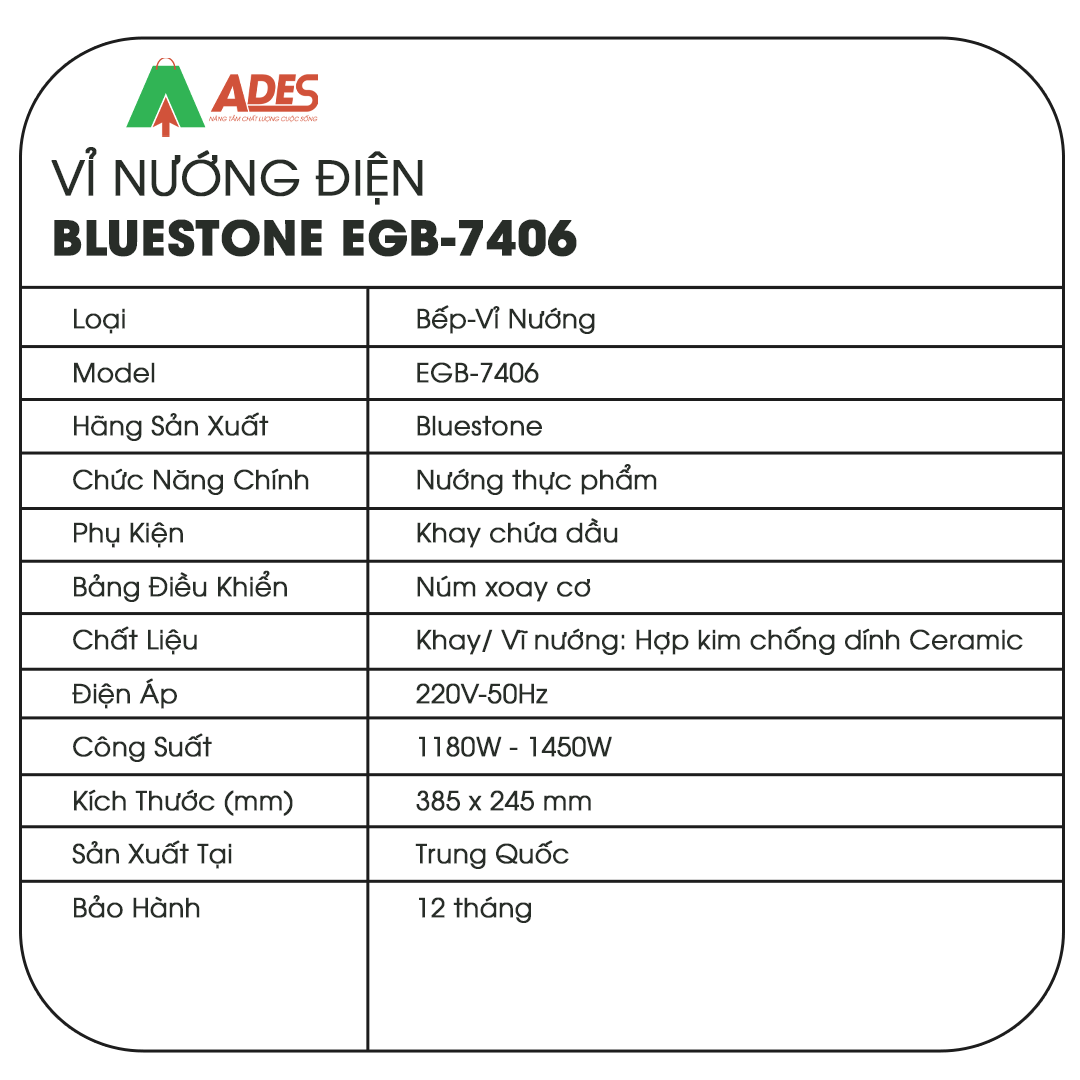 Vi nuong dien Bluestone EGB-7406