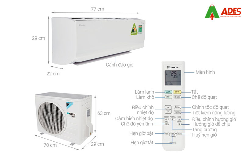 Dieu hoa Daikin Inverter 2 chieu | Model FTHF35 RAVMV | 12000BTU