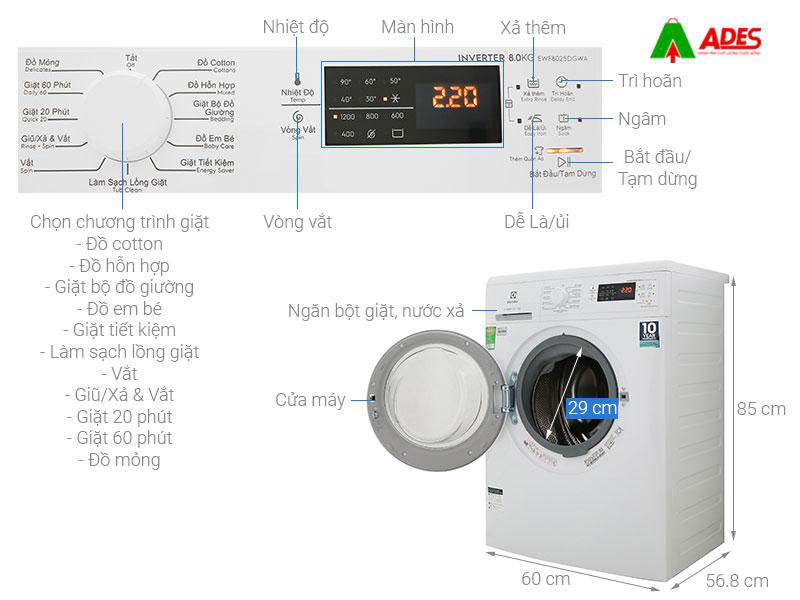 May giat say Electrolux Inverter EWW8025DGWA