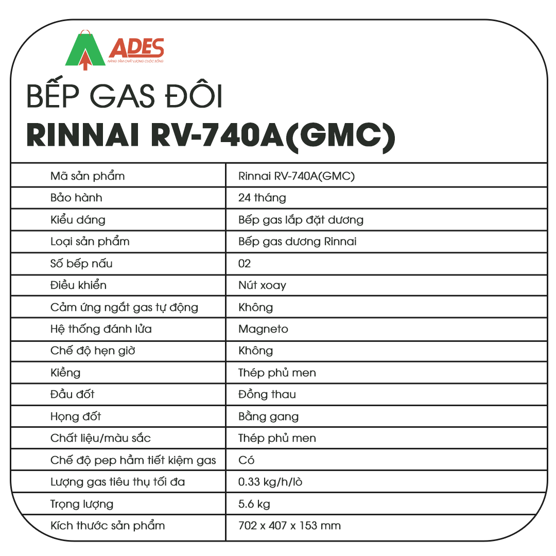 Bep gas Rinnai RV-740A(GMC)