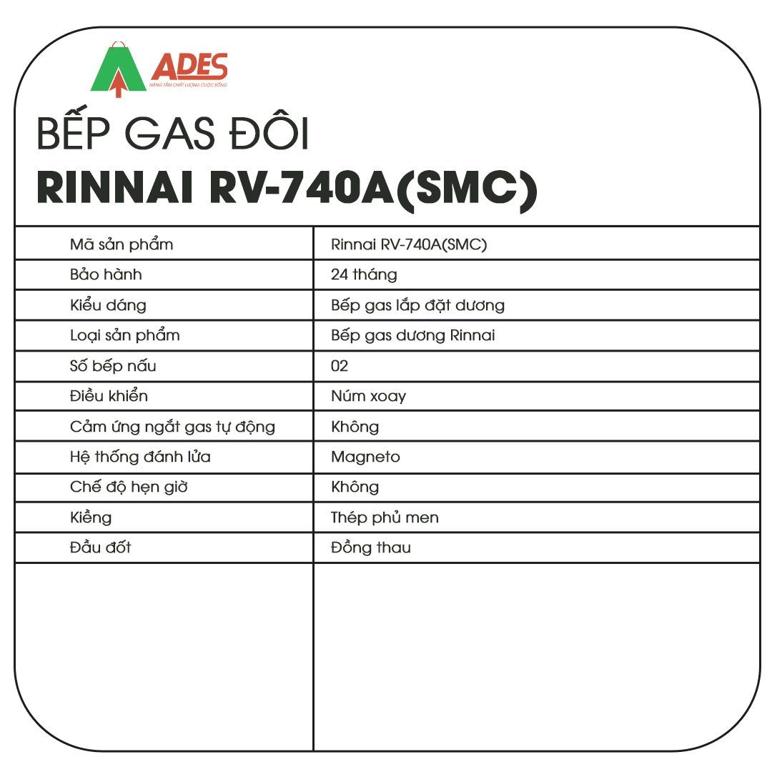 Bep gas Rinnai RV-740A(SMC)
