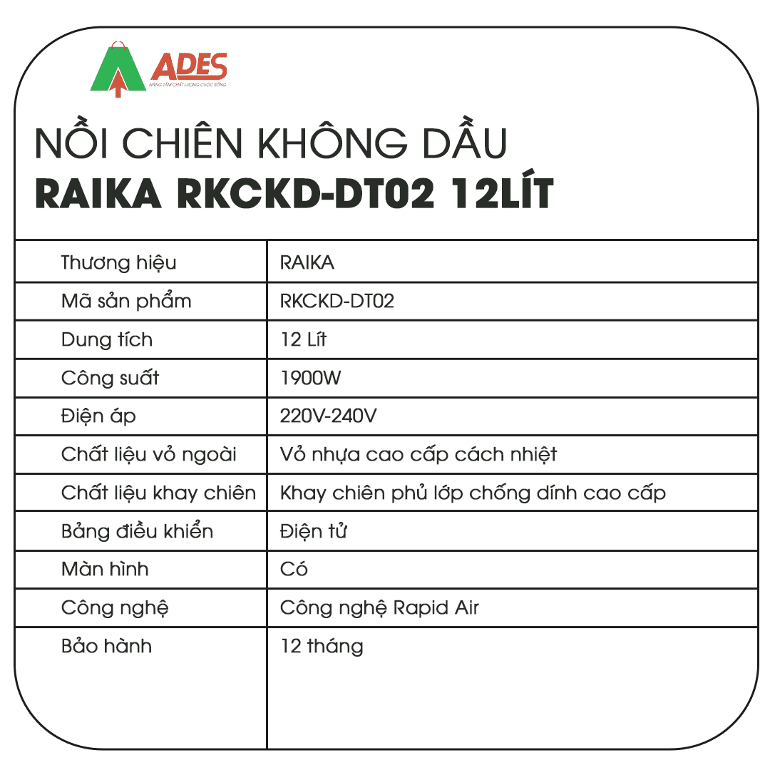 Noi chien khong dau RAIKA RKCKD-DT02