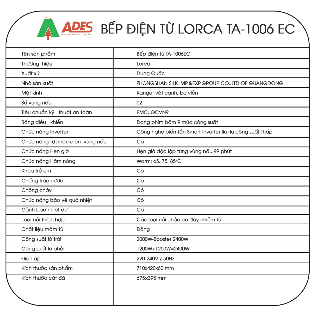 Bep dien tu Lorca TA-1006 EC