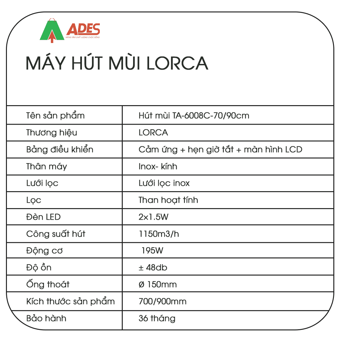 May hut mui Lorca TA-6008C – 70/90cm