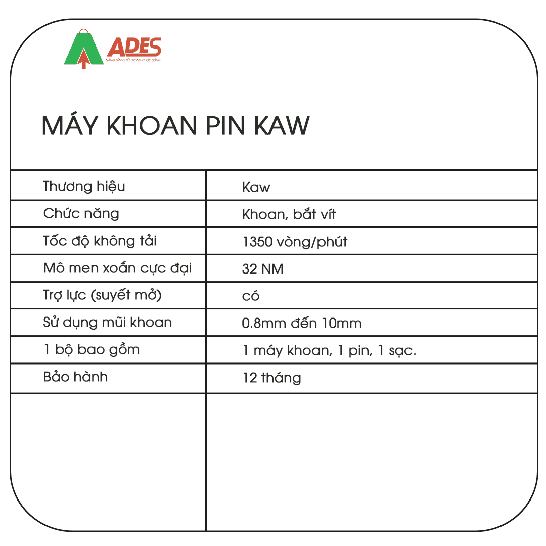 May khoan pin KAW 