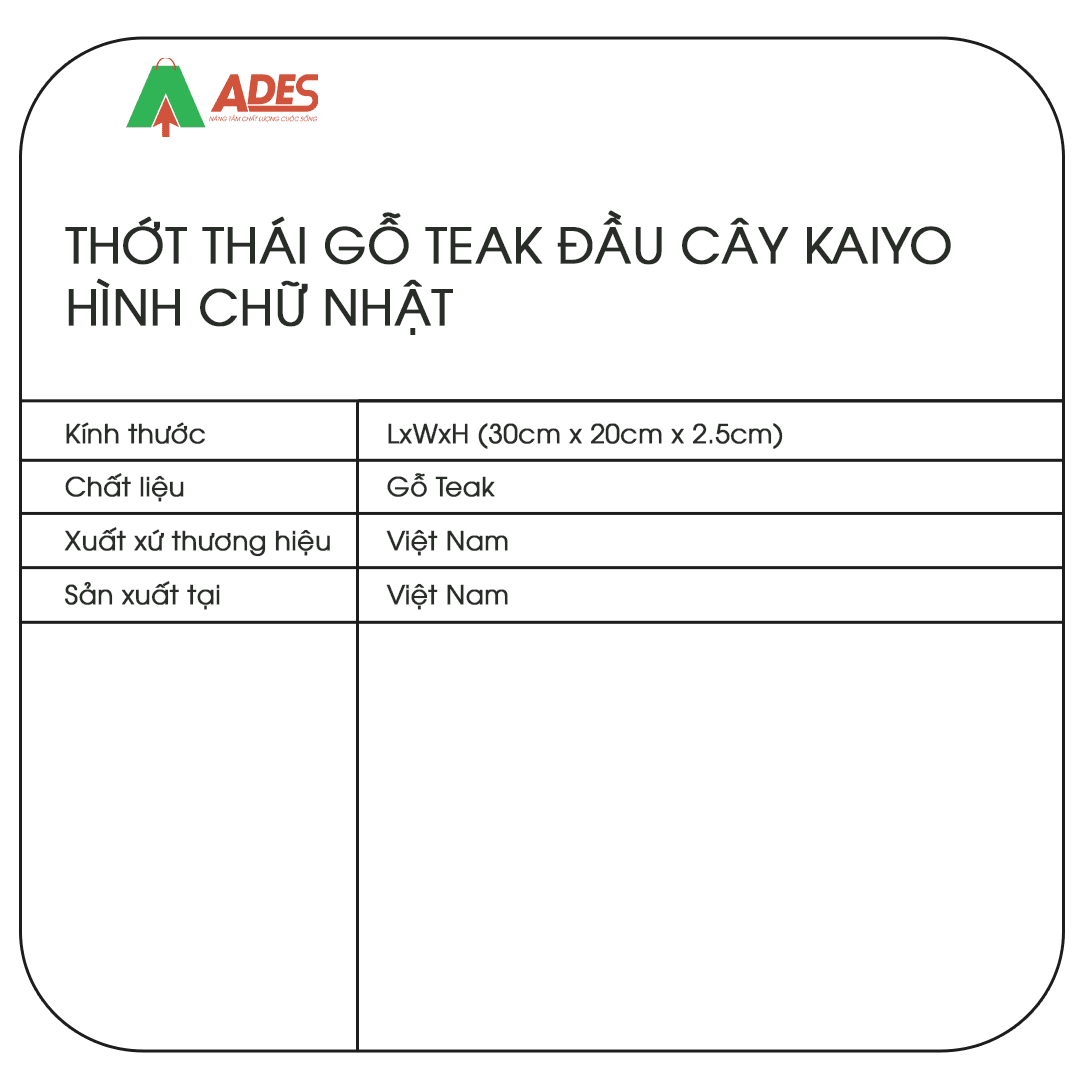 Thot thai go Taiyo hinh chu nhat 
