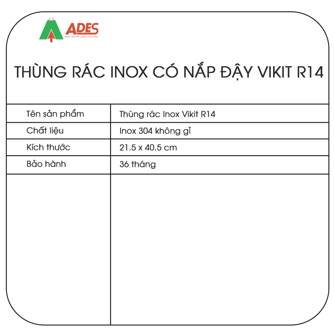 Thung rac Inox Vikit R14