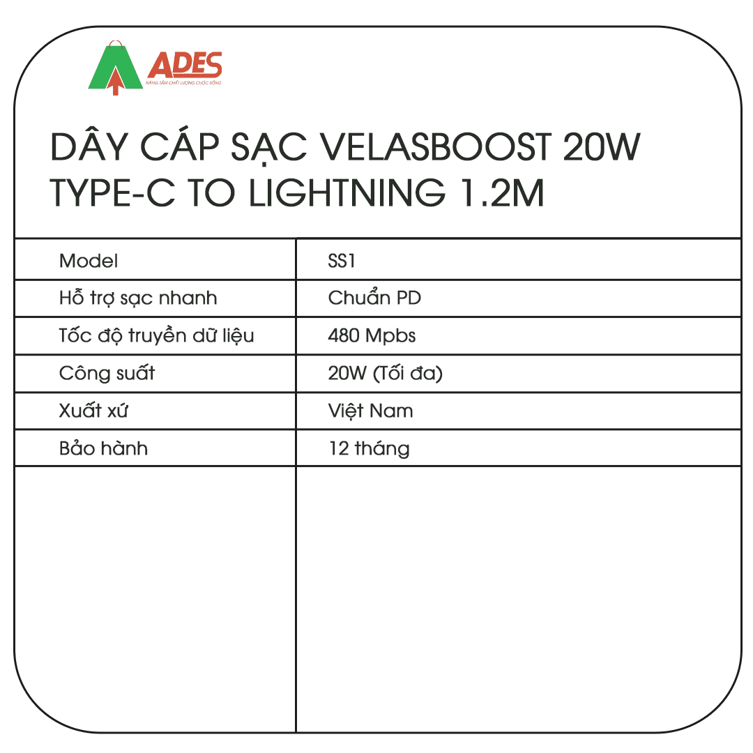 cap sac Velasboost Type C to Lightning Soft Silicon SS1