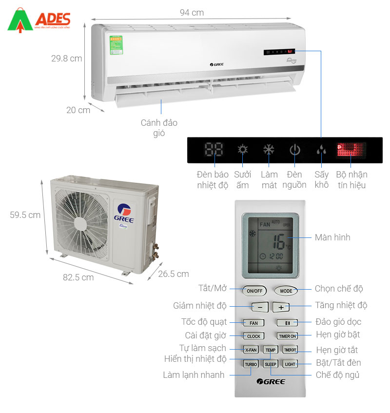 Dieu hoa 2 chieu Gree Inverter 2 HP GWH18WC-K3D9B7N