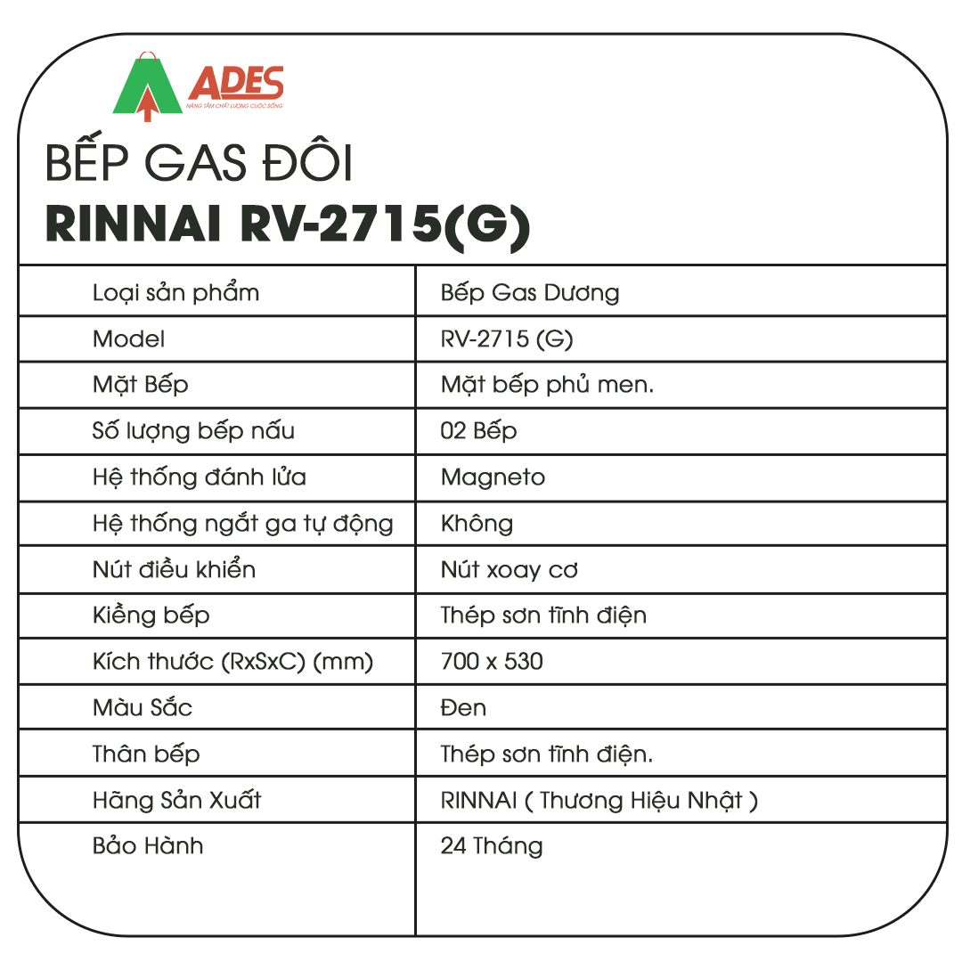 Bep gas Rinnai RV-2715(G)