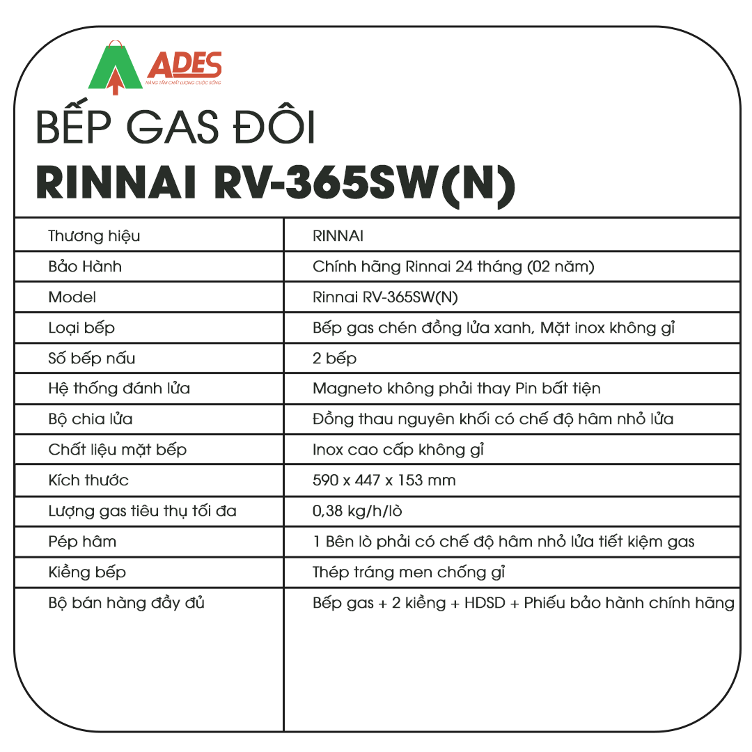 Bep gas Rinnai RV-365SW(N