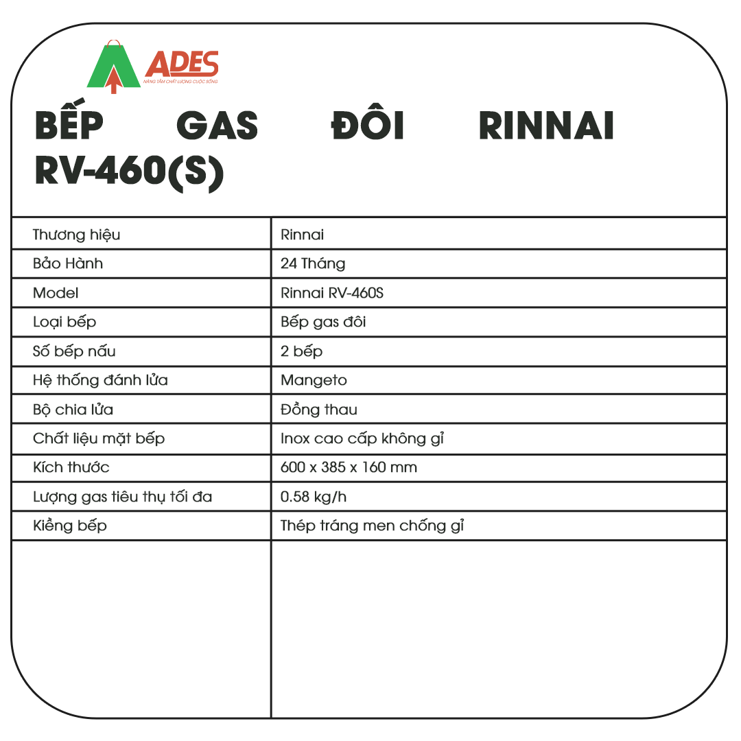 bep gas Rinnai RV-460(S)