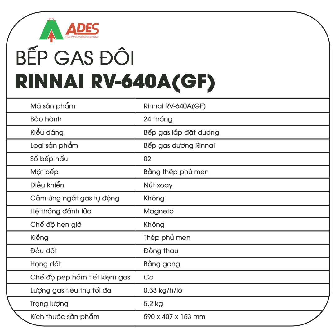 Bep gas Rinnai RV-640A(GF)