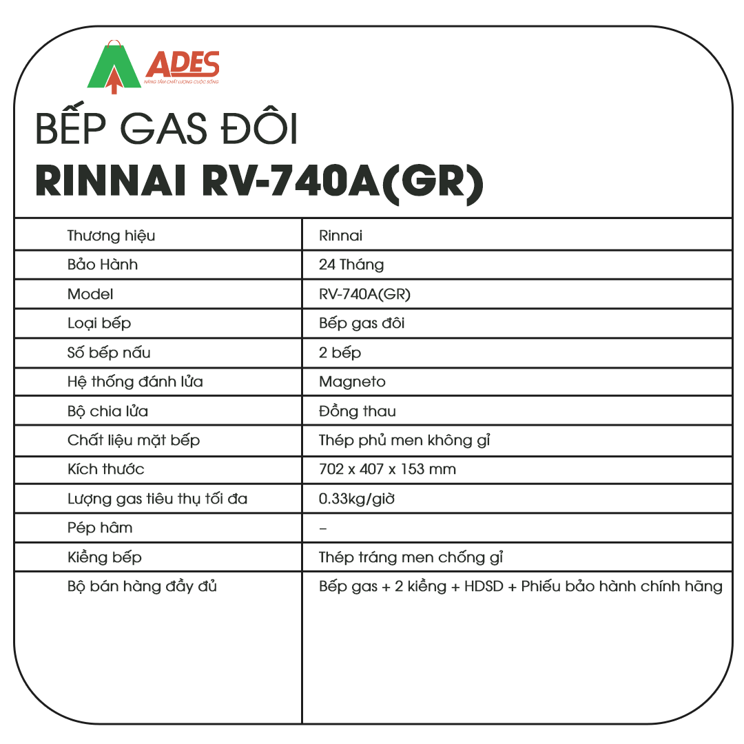 Bep gas Rinnai RV-740A(GR)