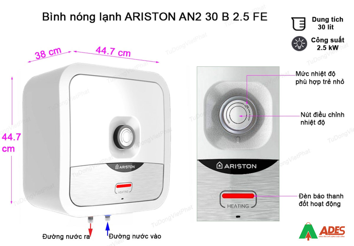 Thong tin ky thuat binh nong lanh ariston an2 30 b 2.5fe