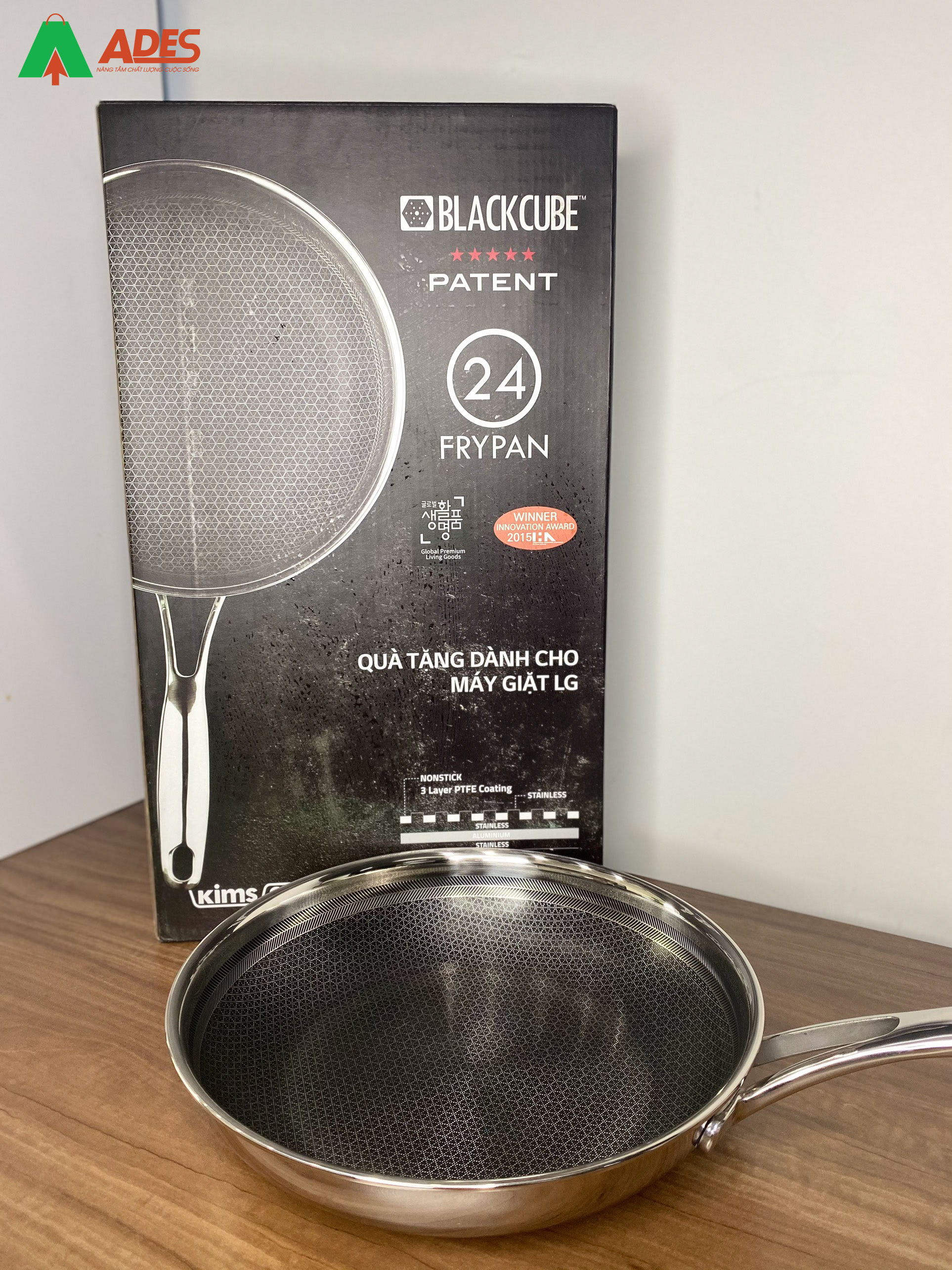 Hinh anh thuc te Chao chong dinh inox 304 cao cap day tu Kims Cook Blackcube