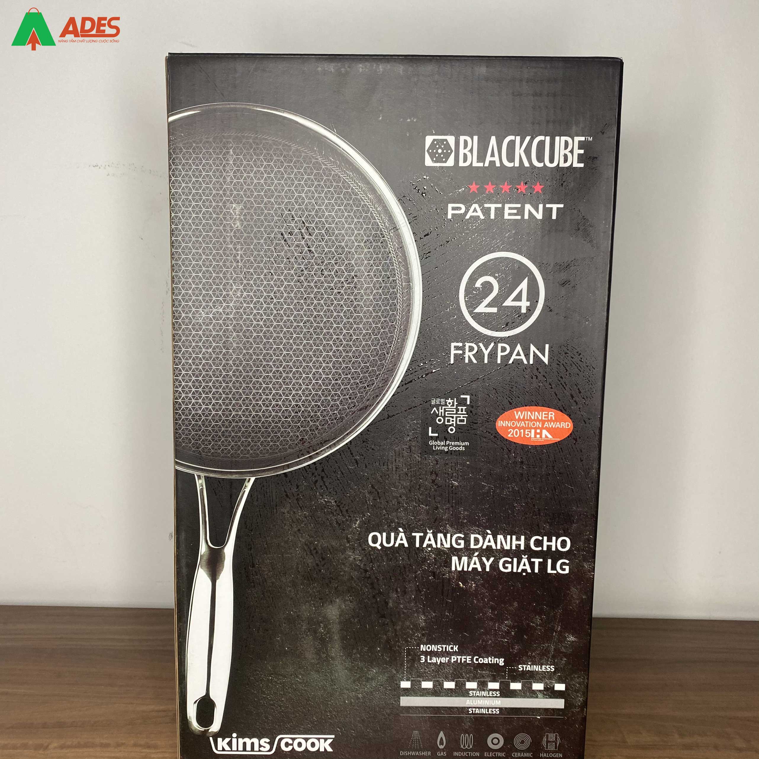 Hinh anh thuc te Chao chong dinh inox 304 cao cap day tu Kims Cook Blackcube