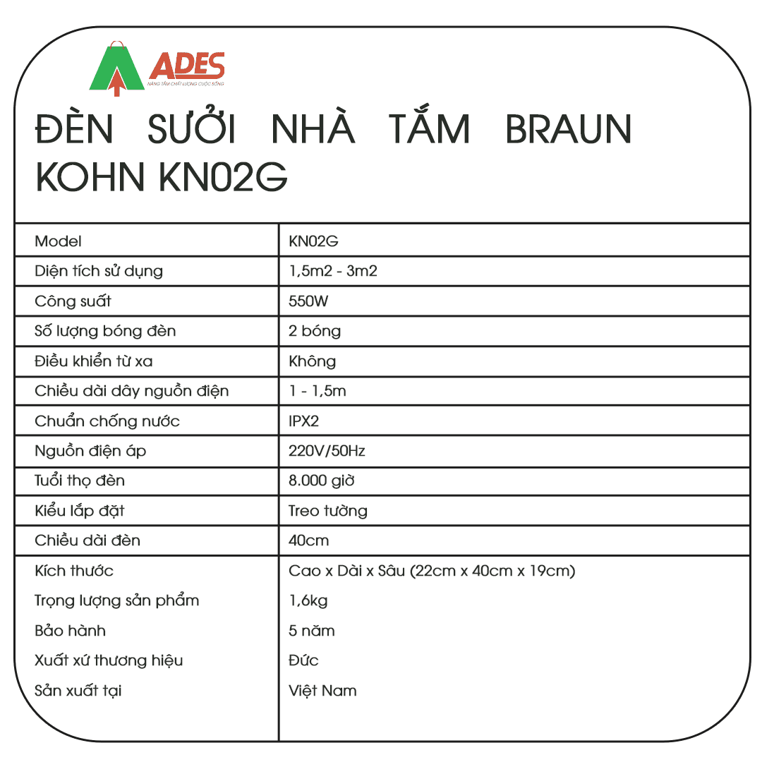 Den suoi nha tam Braun Kohn KN02G