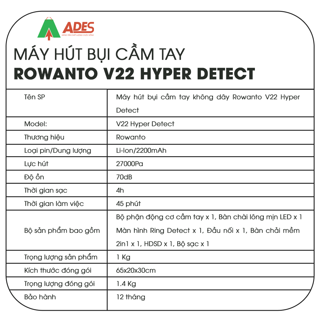 May hut bui cam tay Rowanto V22 Hyper Detect