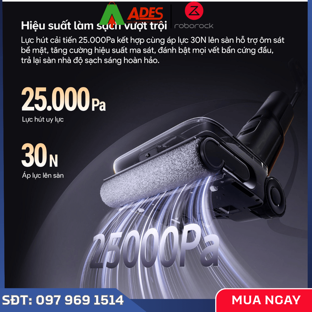Máy hút bụi lau nhà cầm tay Roborock F25 ACE Pro lực hút 25.000 Pa