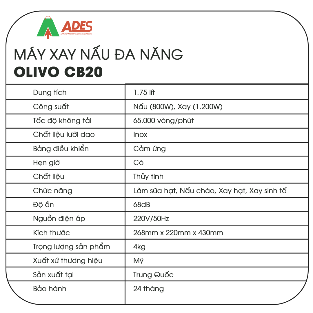 May xay da nang Olivo CB20