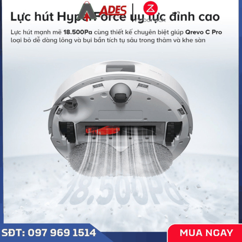 Sức mạnh hút bụi vô địch 18.500 Pa