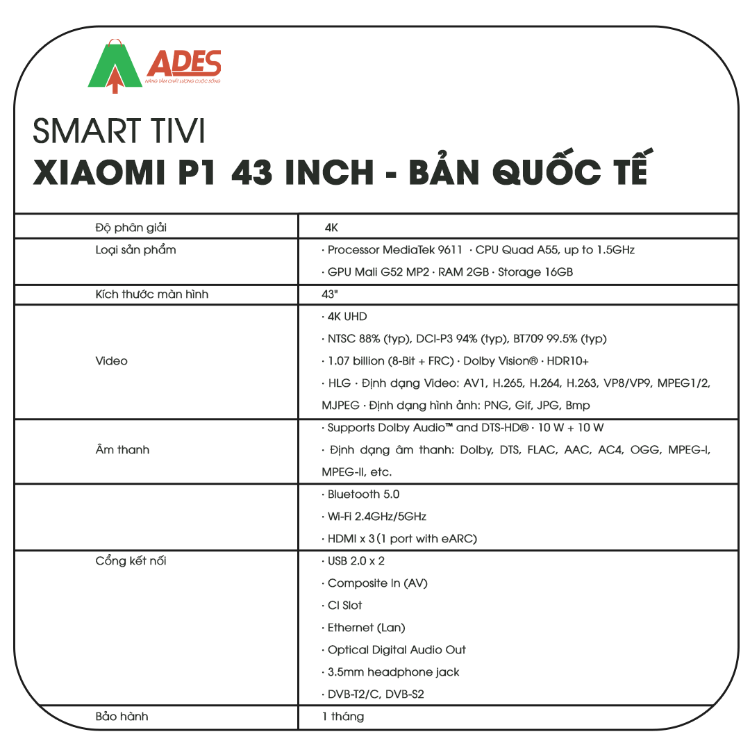 smart-tivi-xiaomi-p1-43inch-ban-quoc-te thong so ky thuat