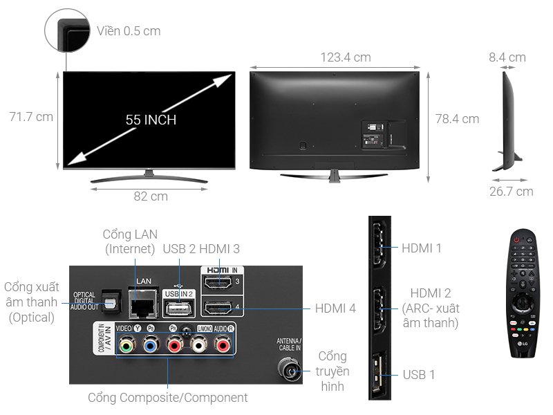  Smart tivi LG 4K 55inch 55UM7600PTA 