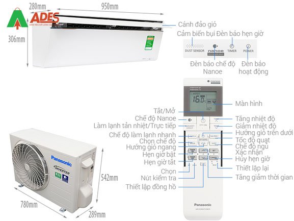 Thong tin ki thuat Dieu hoa Panasonic Inverter CU/CS-VU12UKH-8