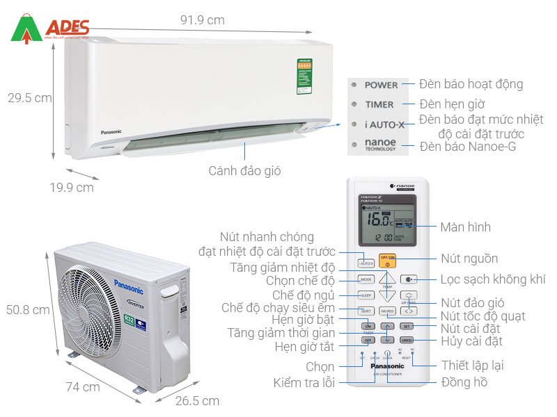 Dieu hoa Panasonic Inverter CU/CS-XU9UKH-8