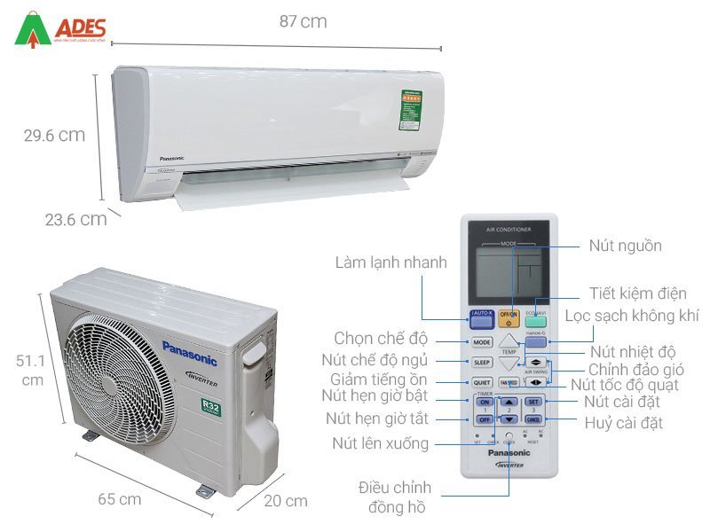 Thong tin ki thuat Dieu hoa Panasonic Inverter CU/CS-U18VKH-8