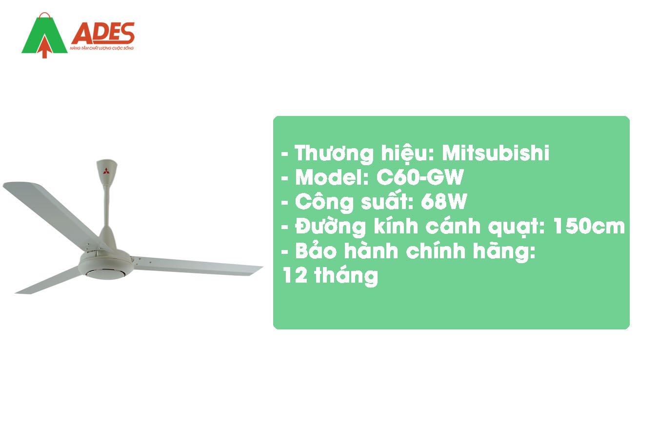 Thong tin ki thuat quat tran 3 canh Mitsubishi C60-GW