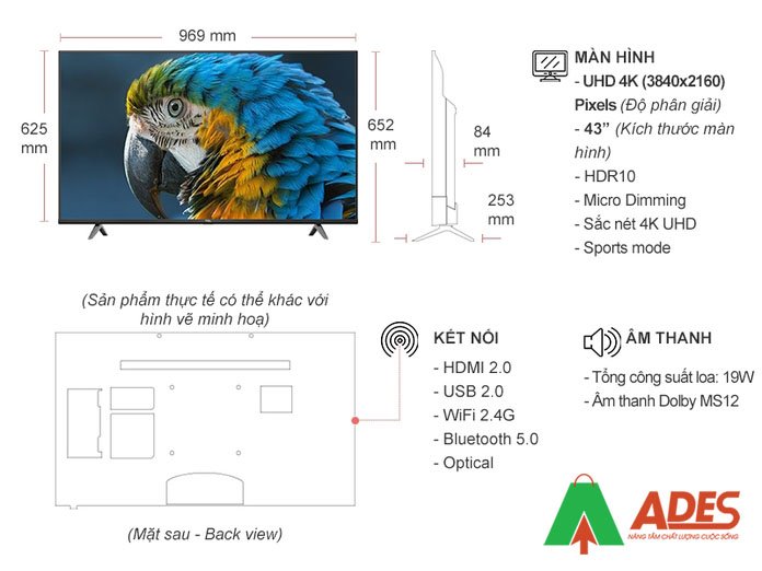  Thong tin ki thuat Android TV TCL 4K 43P618