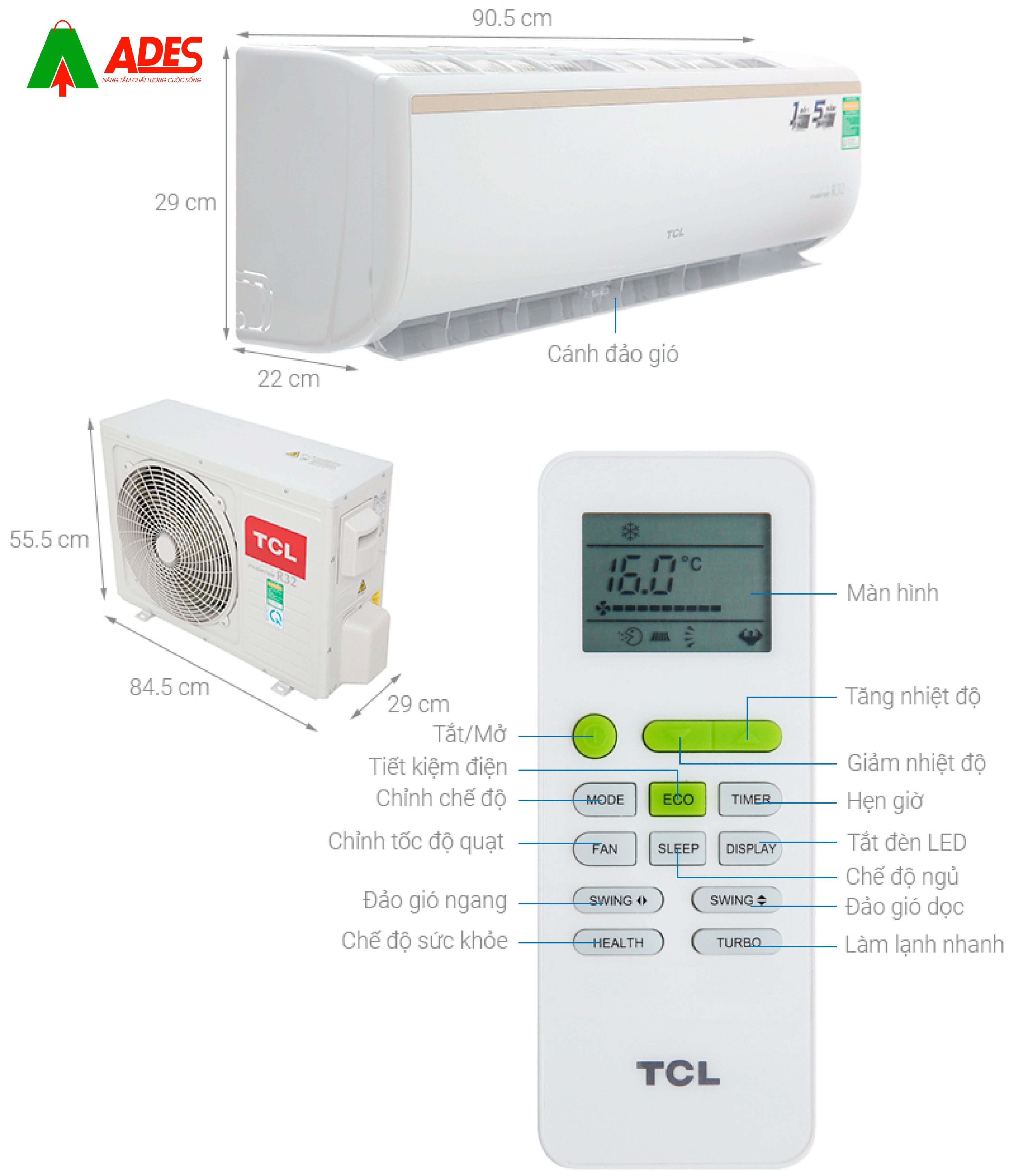 Thong tin ki thuat dieu hoa TCL TAC-18CSI/KE88N