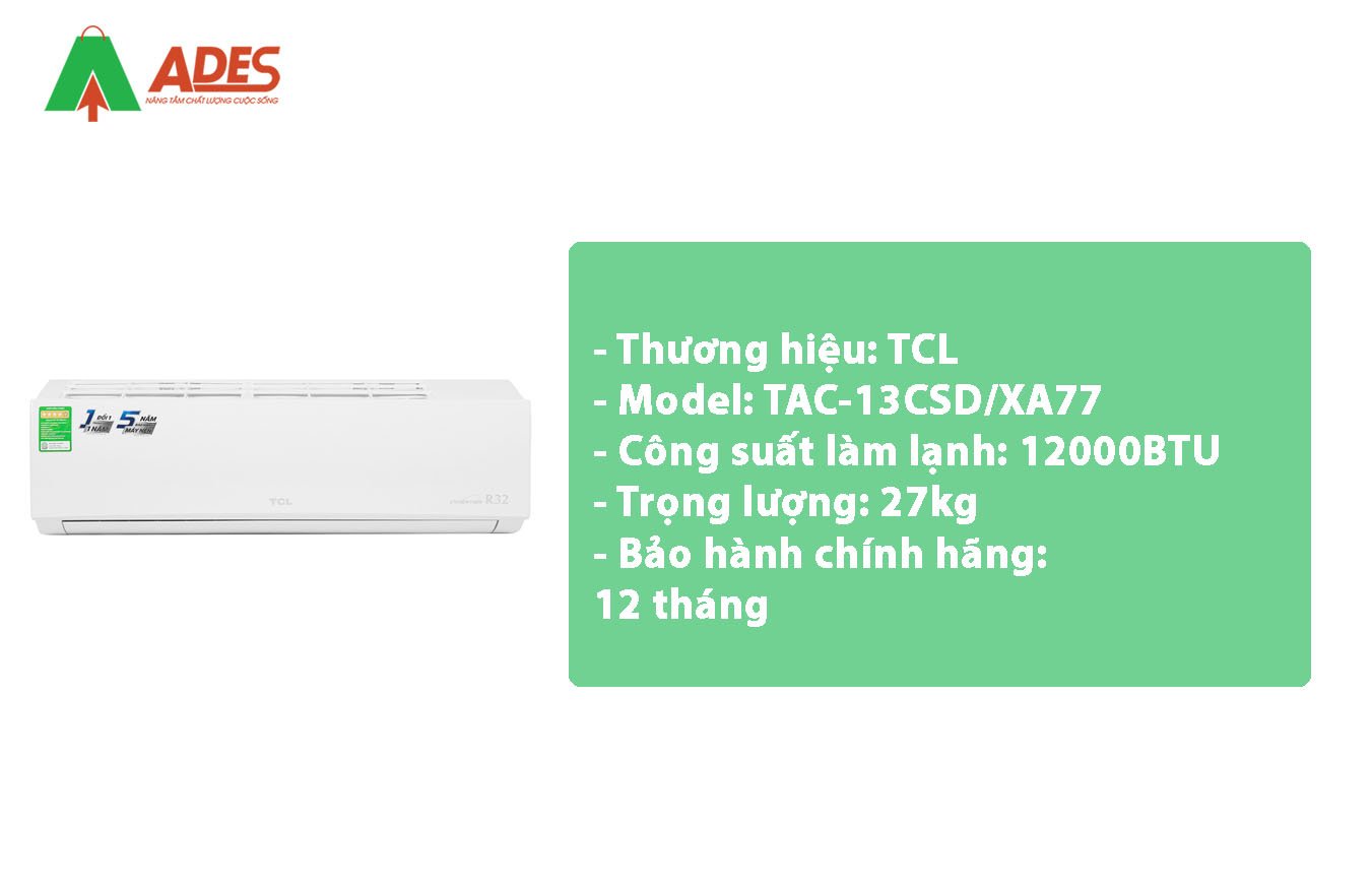 Thong tin ki thuat dieu hoa TCL Inverter TAC-13CSD/XA77