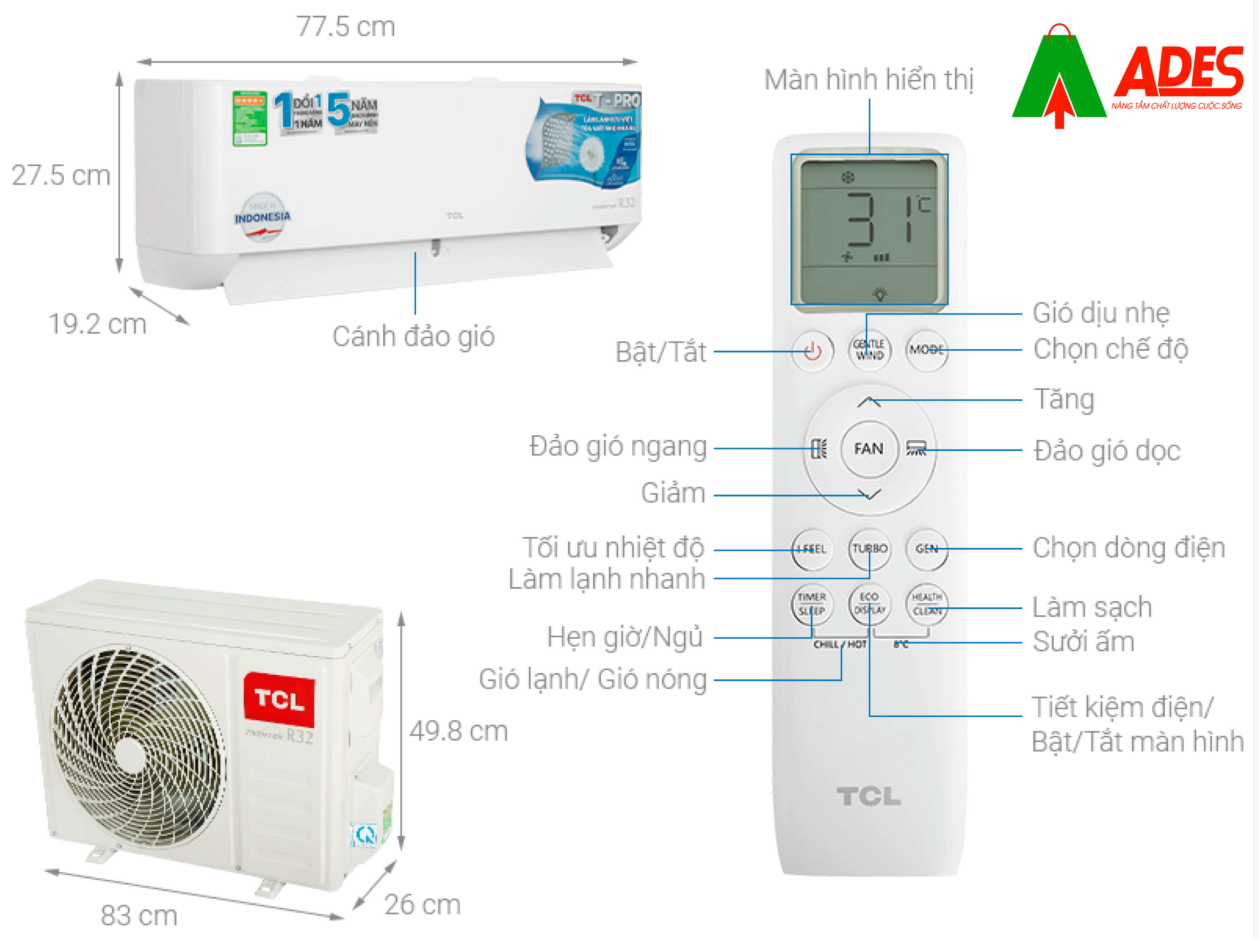 Thong tin ki thuat dieu hoa TCL Inverter TAC-13CSD/TPG11