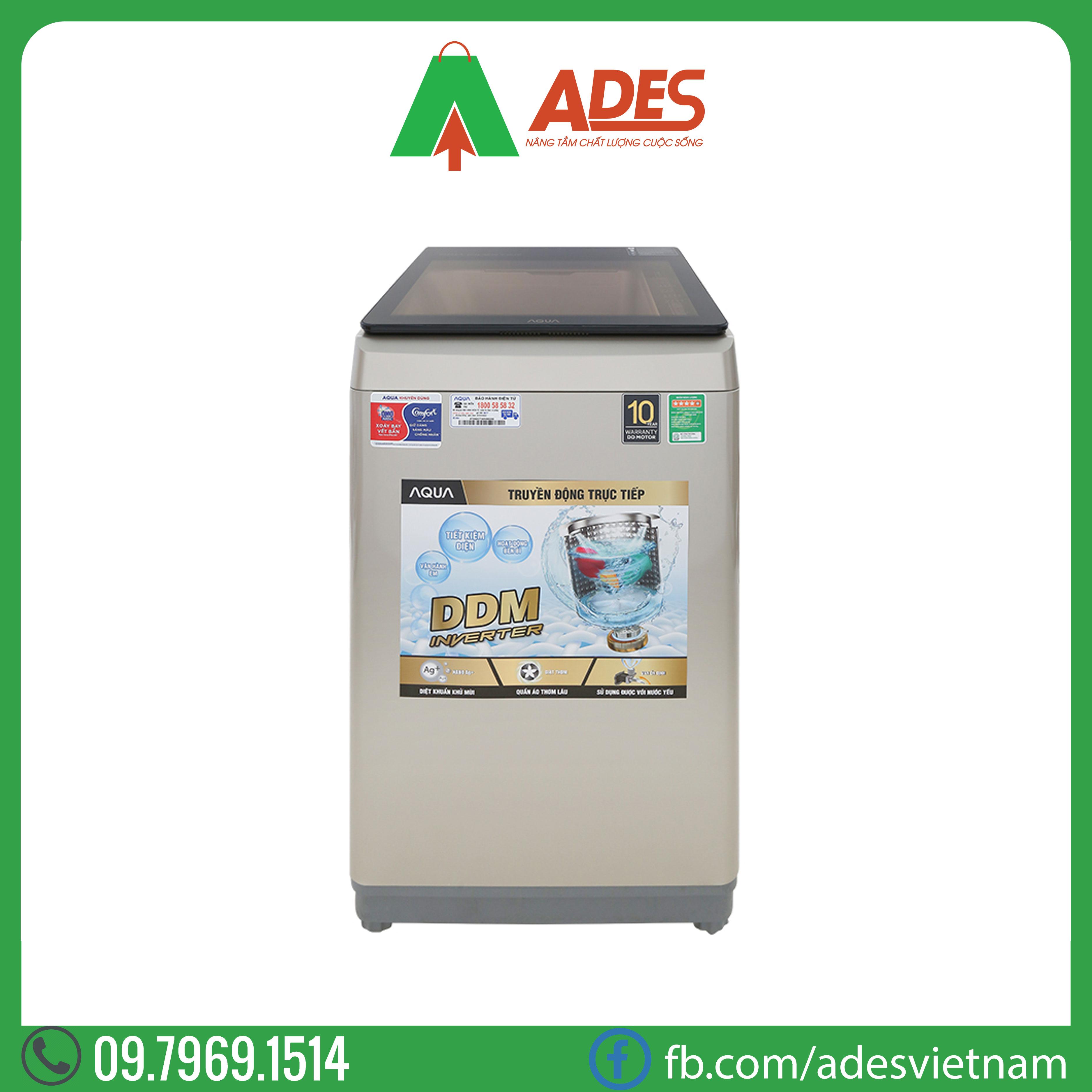 may giat aqua inverter 9 kg aqw-d90ct n | chinh hang, gia re