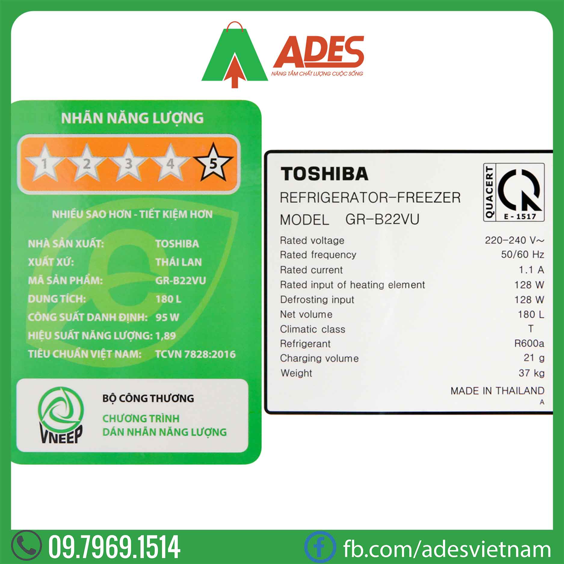 Tu lanh Toshiba Inverter GR-B22VP