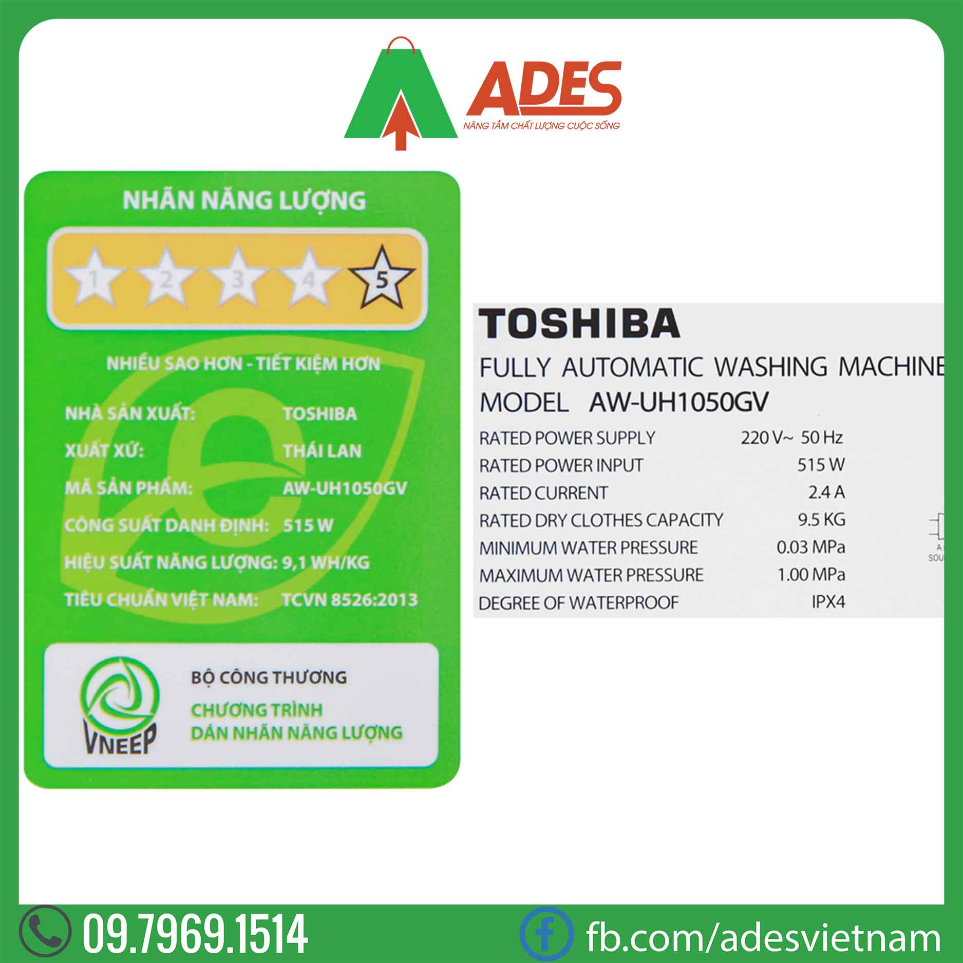 May giat Toshiba AW-UH1050GV DS