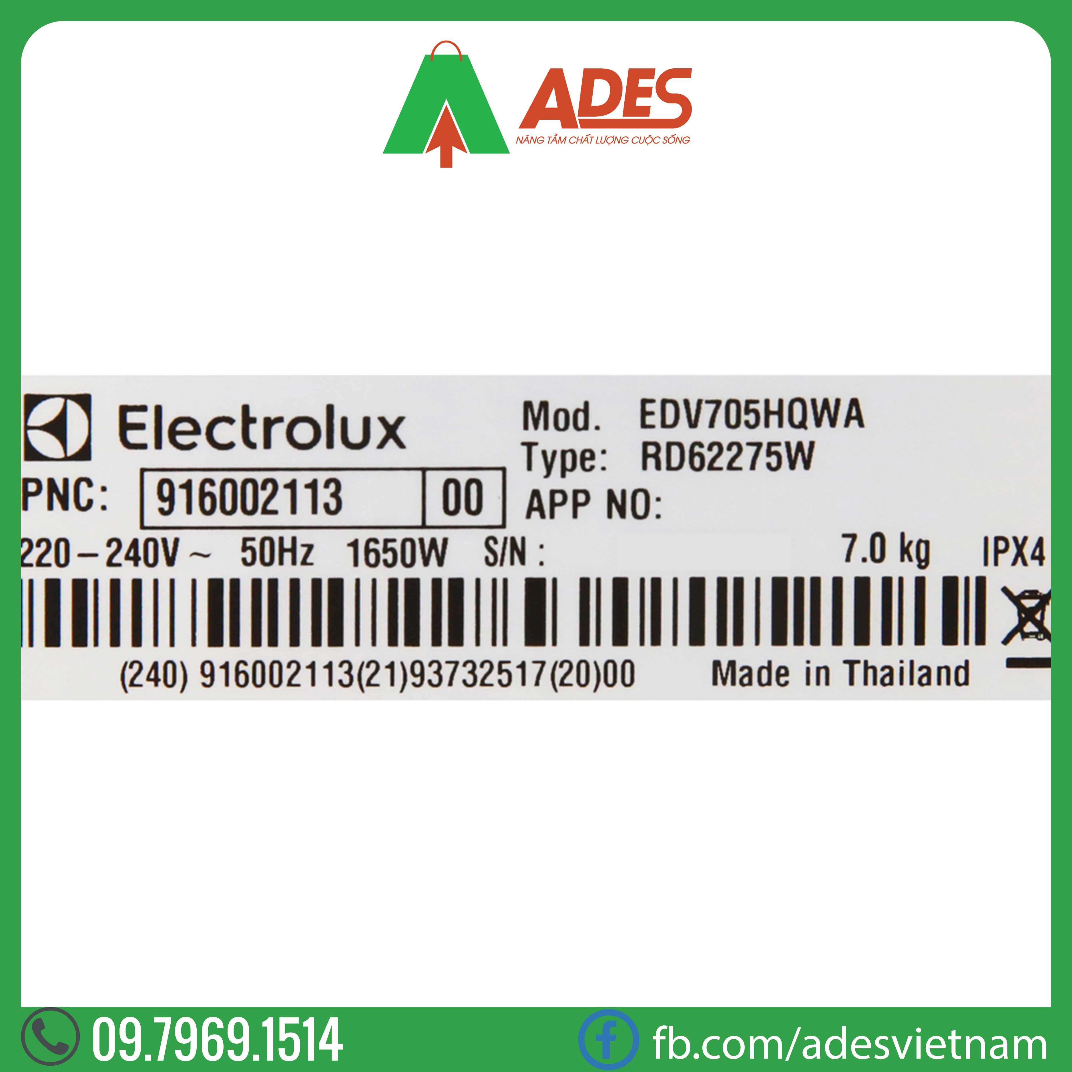 May say Electrolux 7kg EDV705HQWA