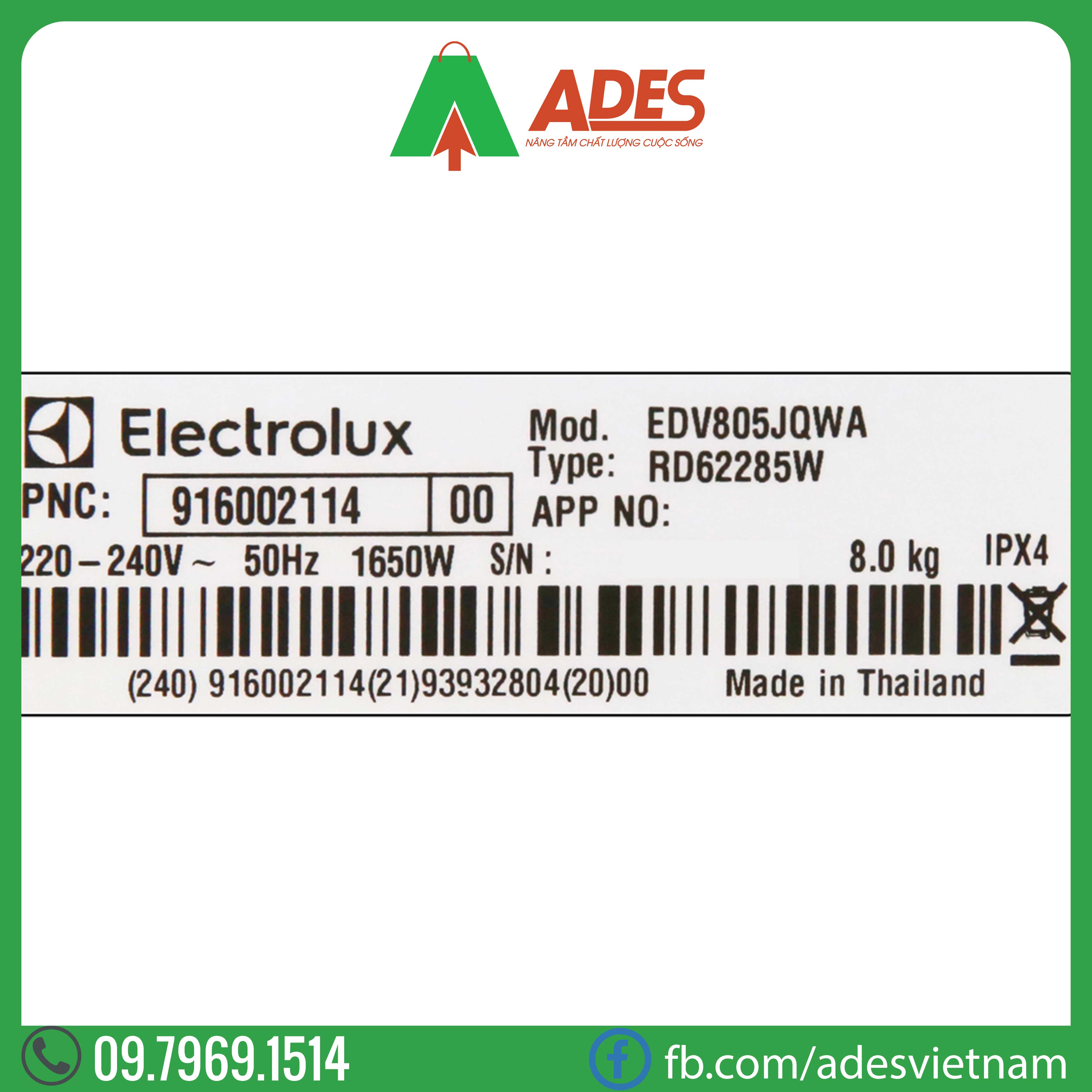 May say Electrolux 8 Kg EDV805JQWA