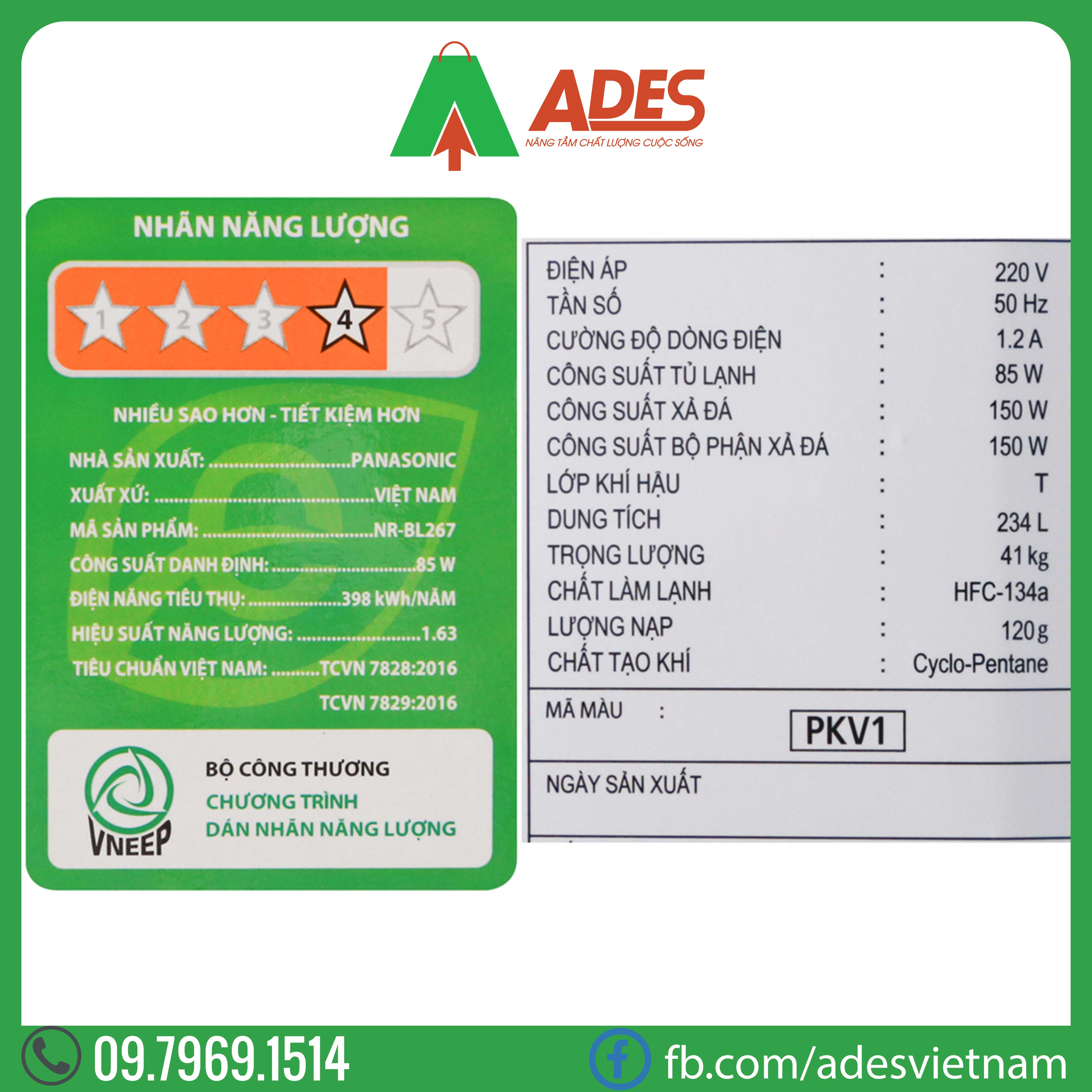 Tu lanh Panasonic Inverter NR-BL267PKV1