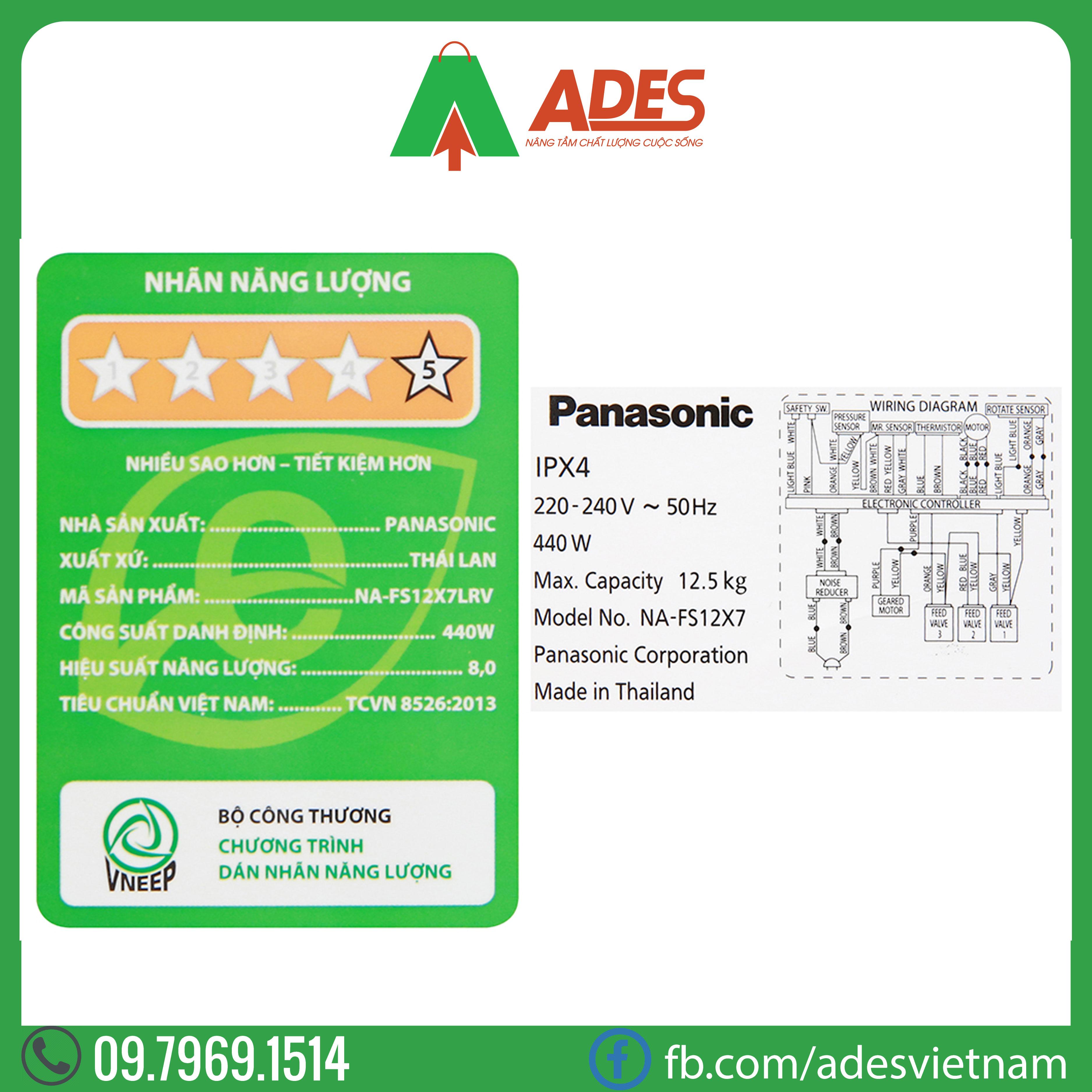 may giat panasonic inverter 12.5 kg na-fs12x7lrv | chinh hang, gia re