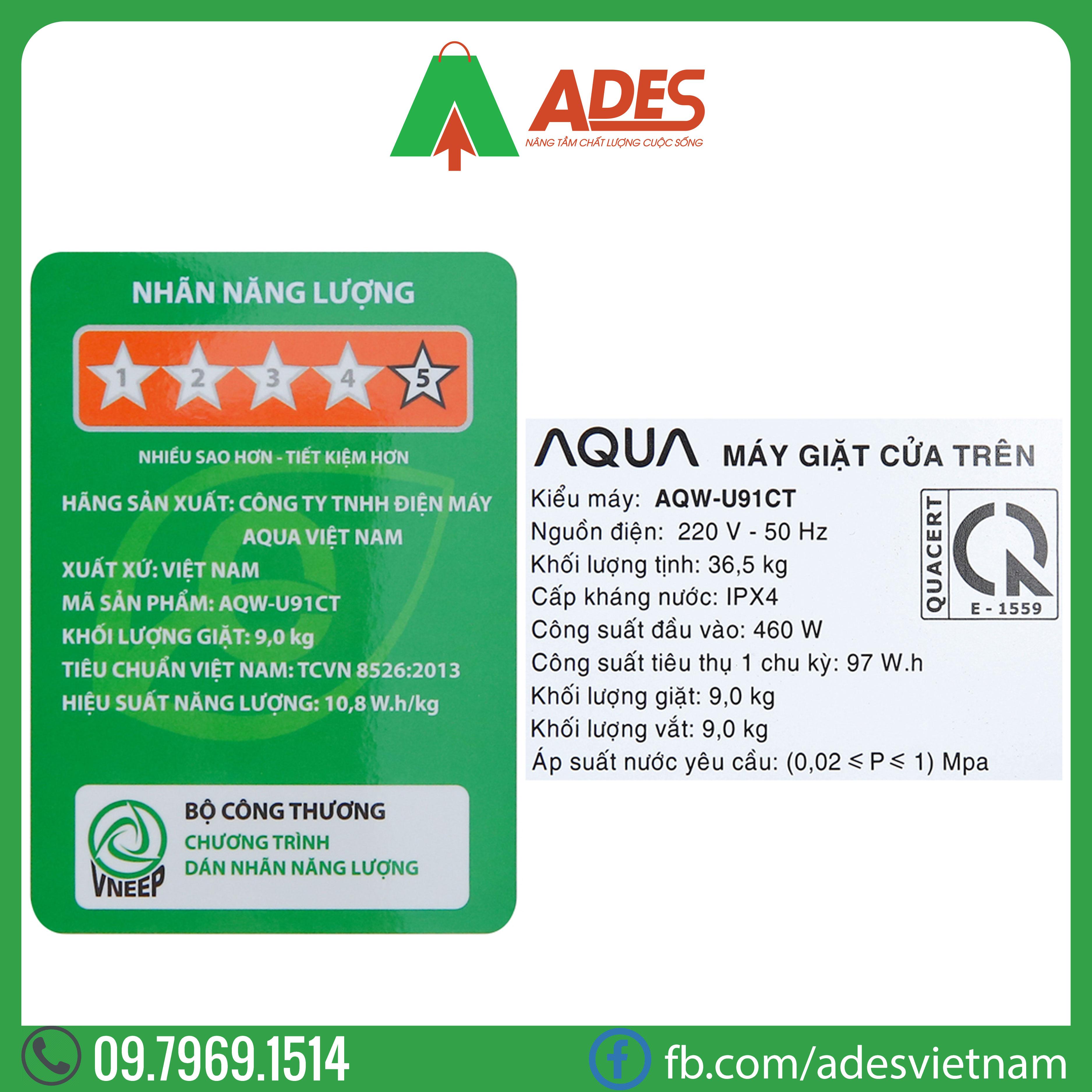 may giat aqua 9kg aqr-u91ct n | chinh hang, gia re